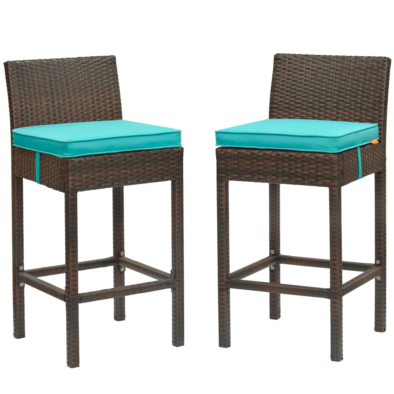 Conduit Bar Stool Outdoor Patio Wicker Rattan Set of 2 by Modway