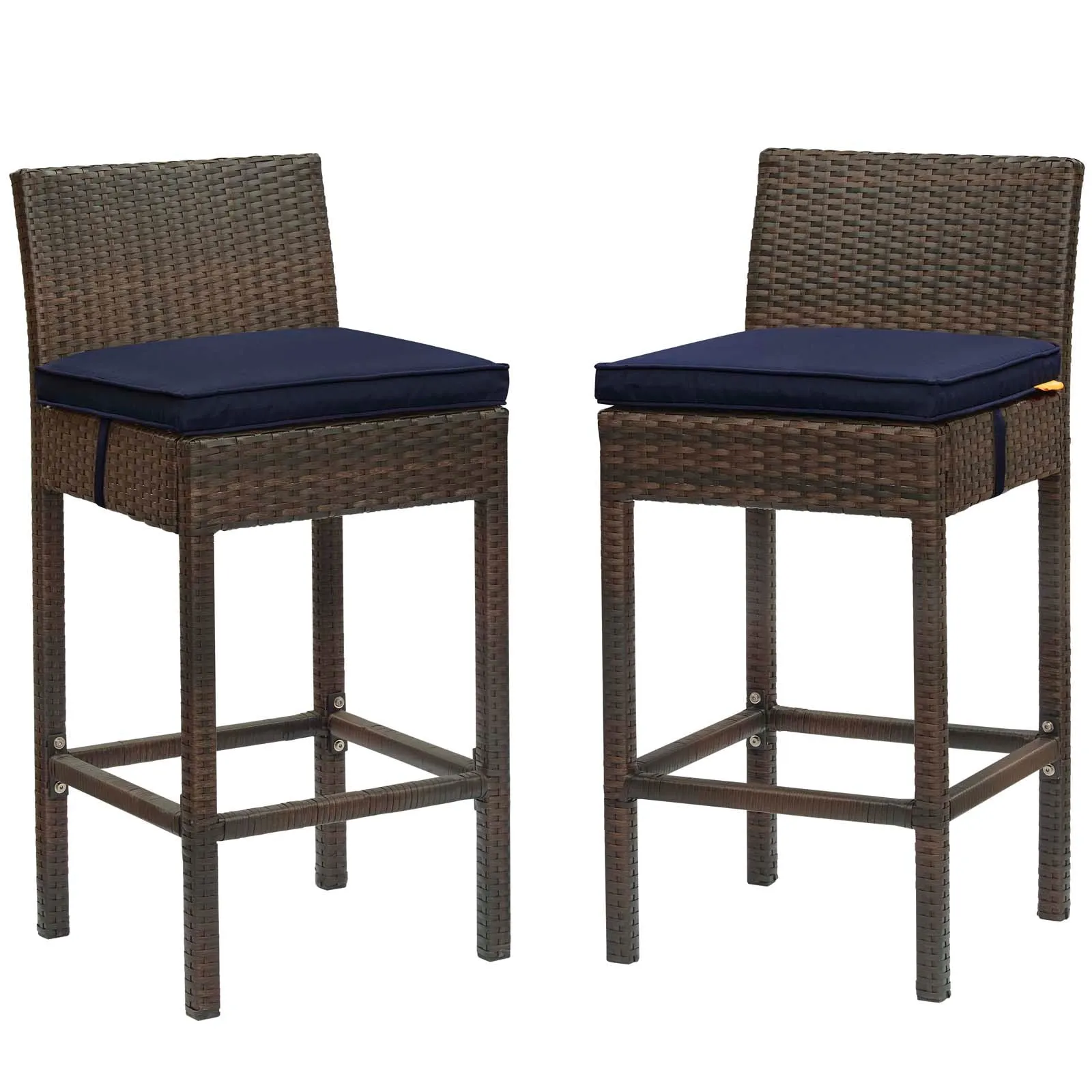Conduit Bar Stool Outdoor Patio Wicker Rattan Set of 2 by Modway