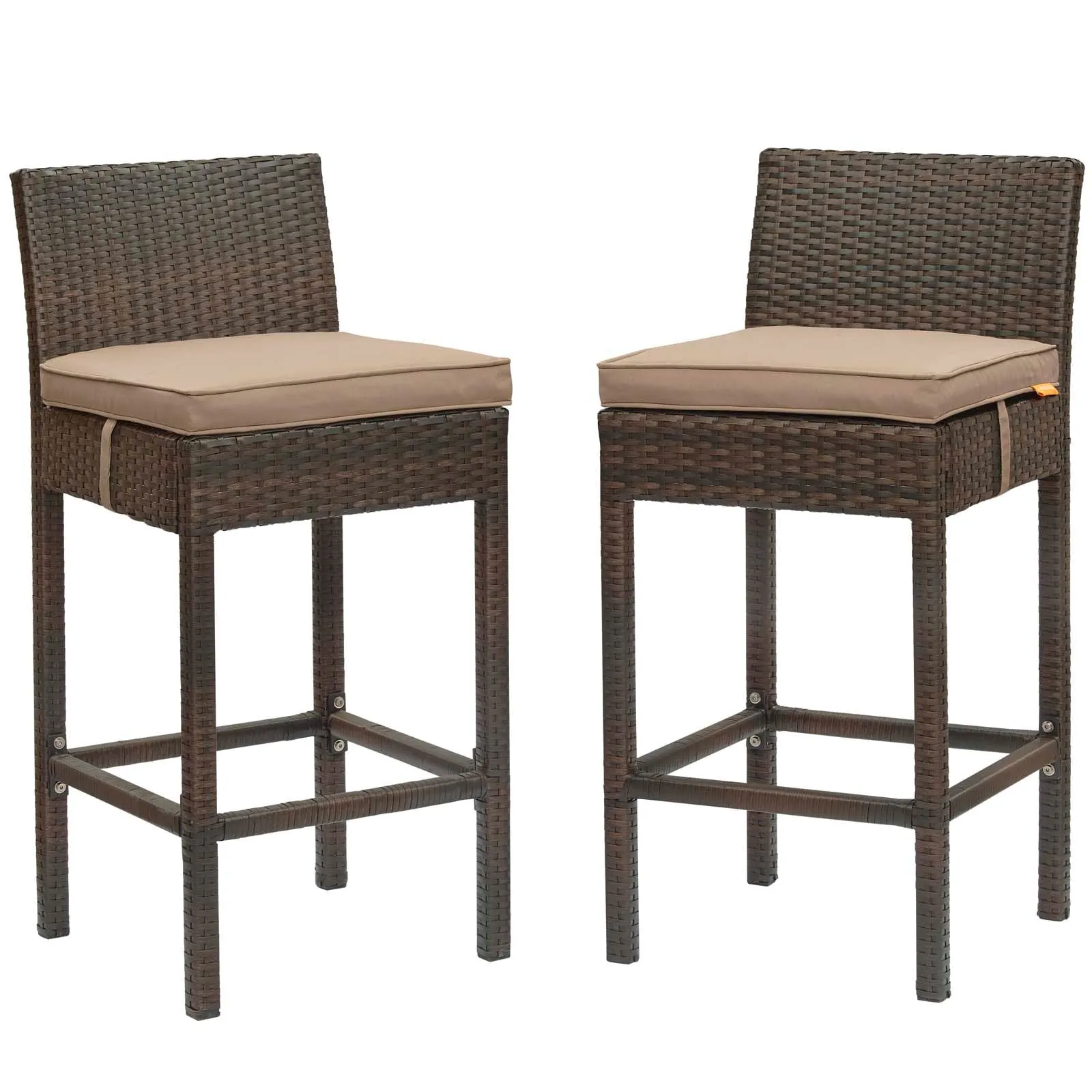 Conduit Bar Stool Outdoor Patio Wicker Rattan Set of 2 by Modway