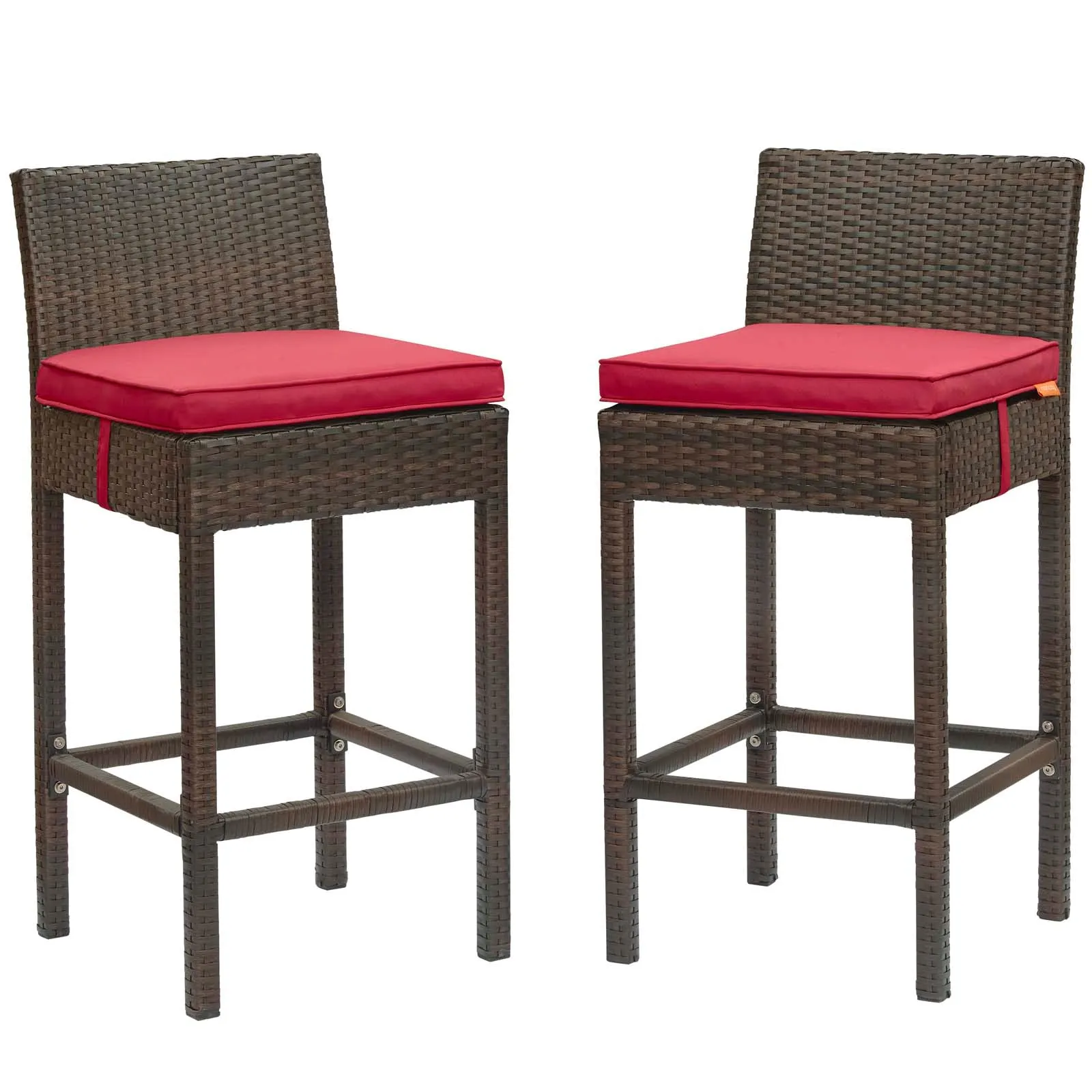 Conduit Bar Stool Outdoor Patio Wicker Rattan Set of 2 by Modway