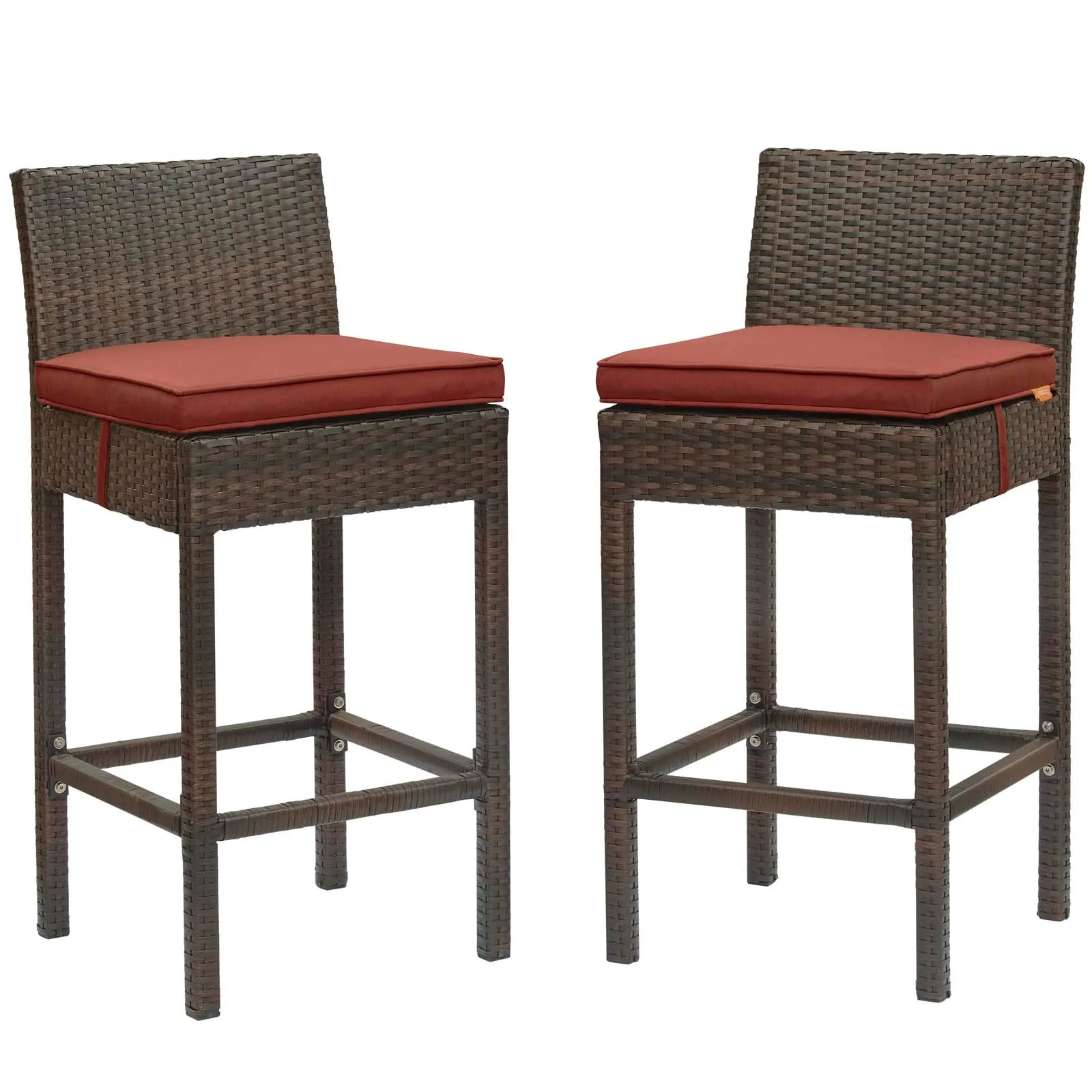 Conduit Bar Stool Outdoor Patio Wicker Rattan Set of 2 by Modway