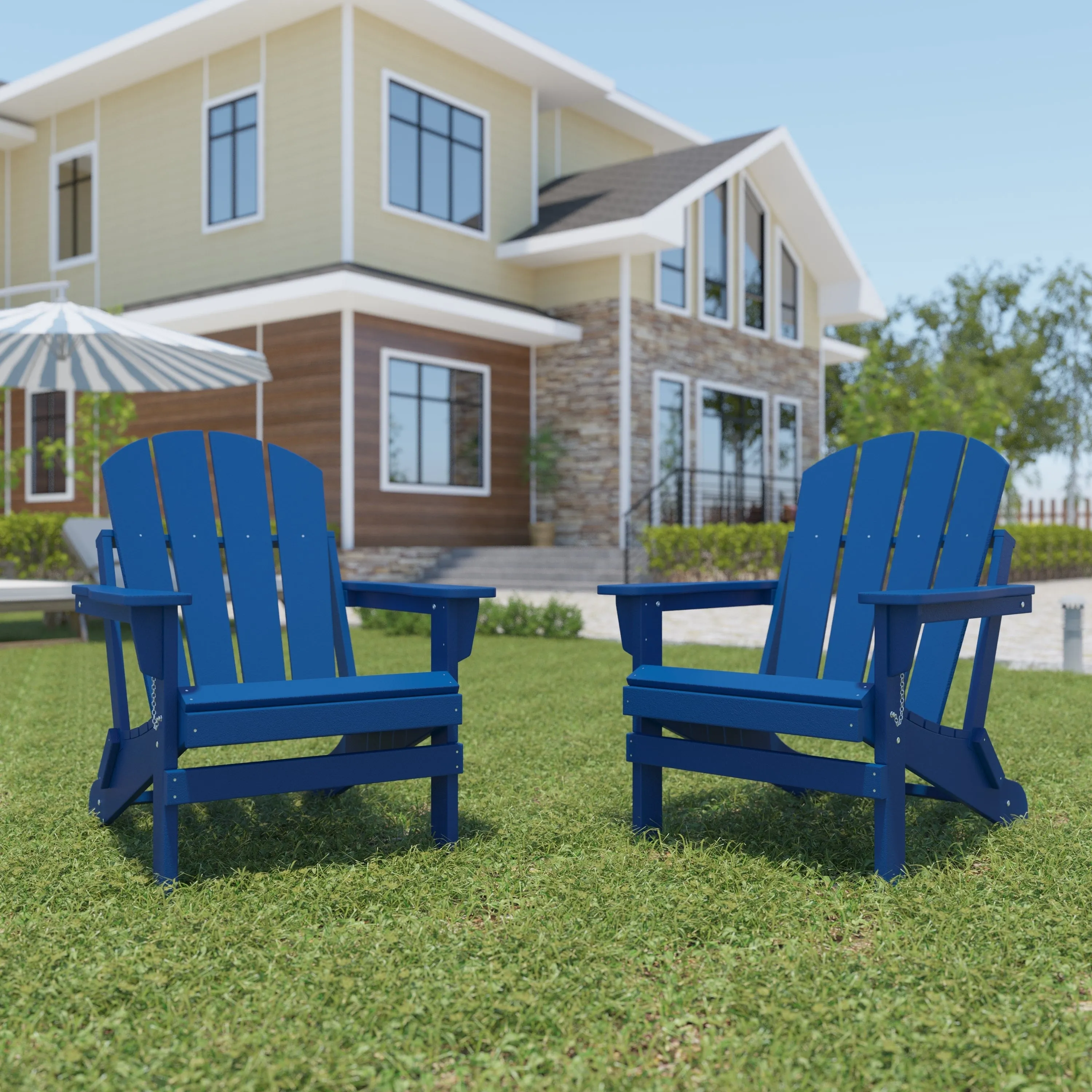 Durable Weather-Resistant Poly Lumber Folding Adirondack Patio Chair