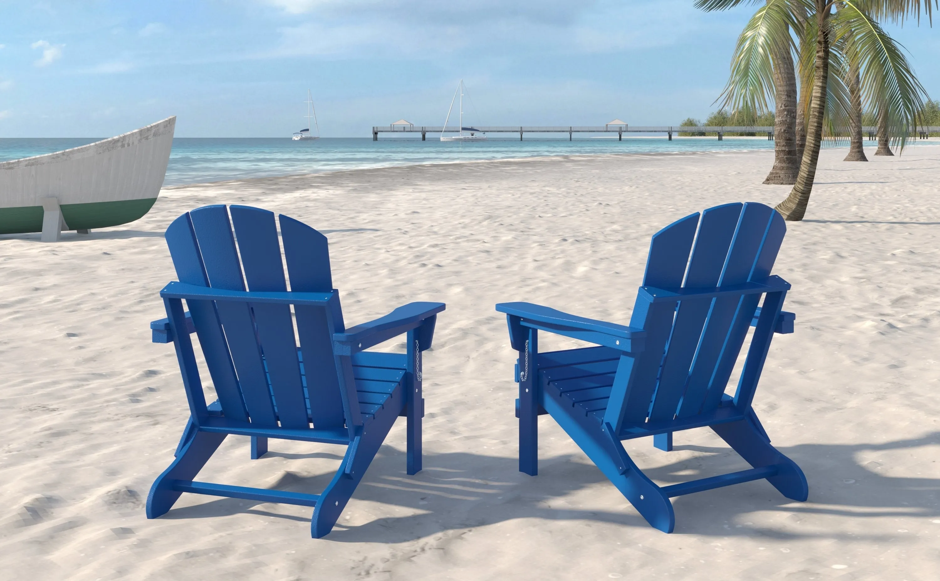 Durable Weather-Resistant Poly Lumber Folding Adirondack Patio Chair