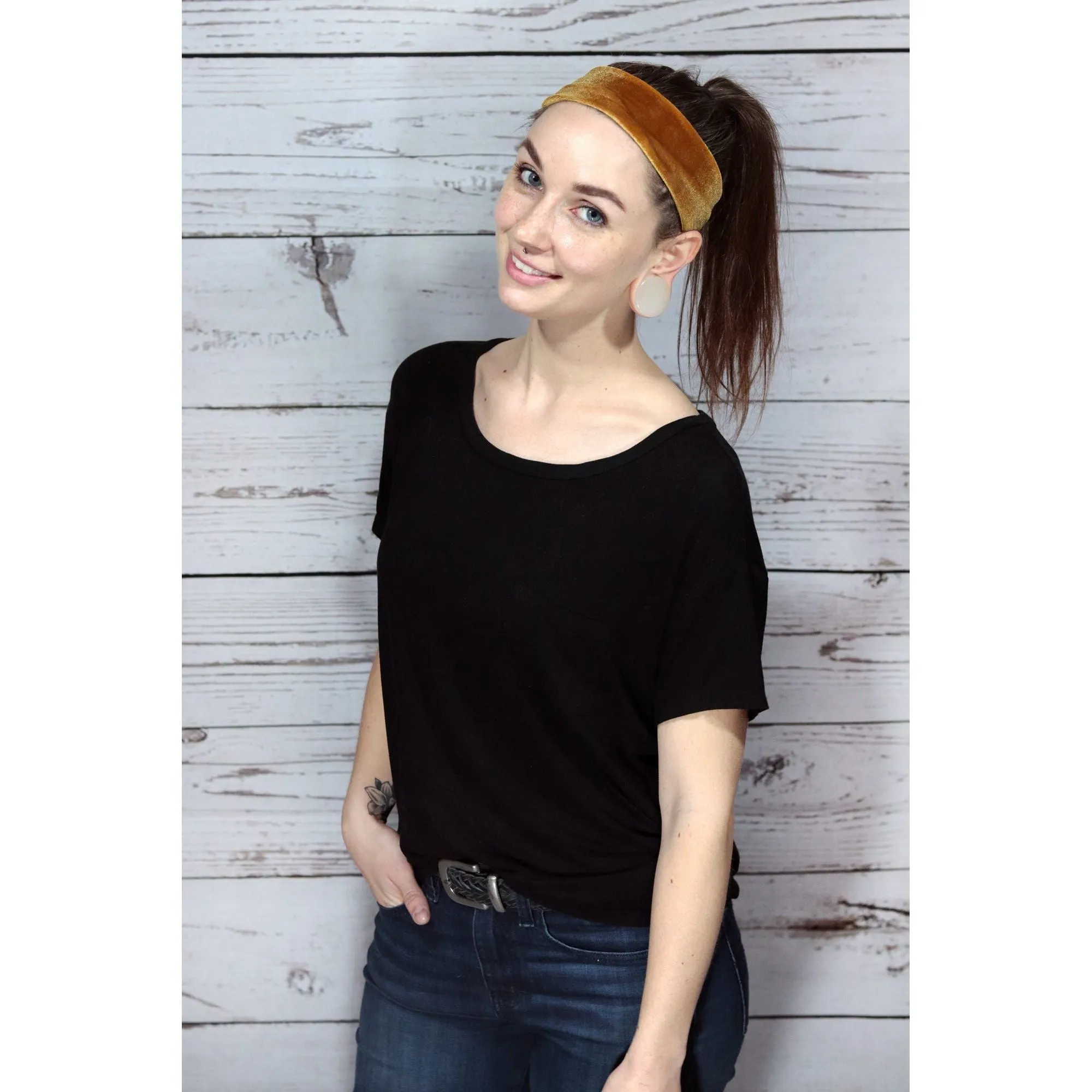 Gray Velvet Headband