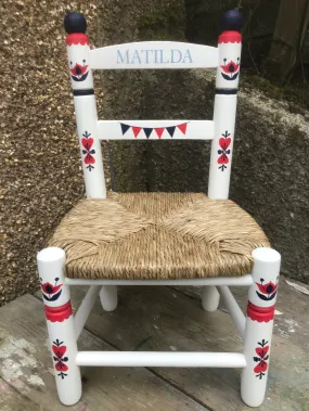 Hand painted personalised children's chair - Folk Art theme - made to order