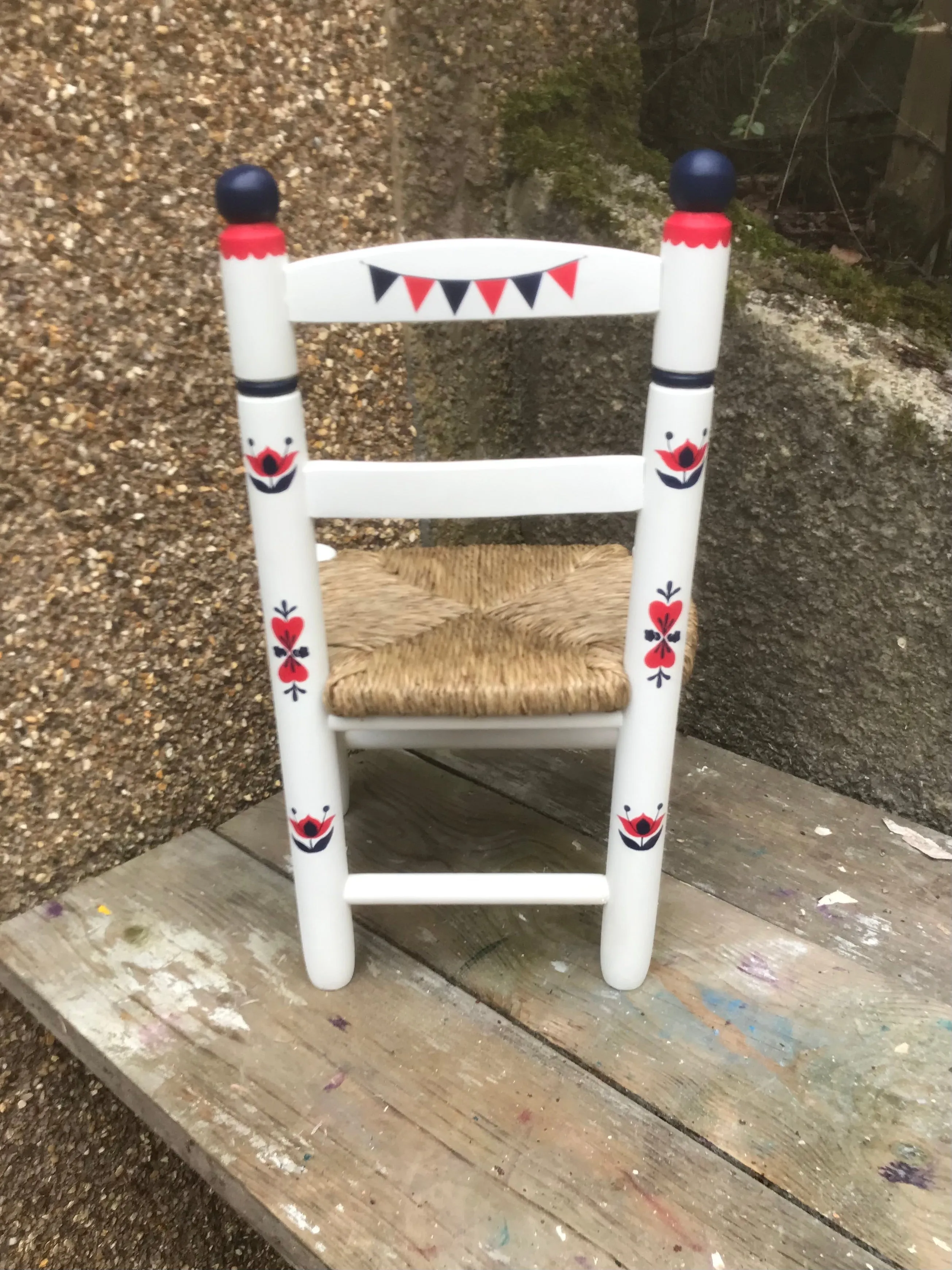 Hand painted personalised children's chair - Folk Art theme - made to order