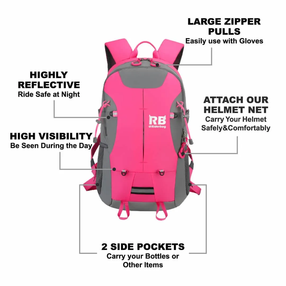 High Visibility Pink Reflective Commuter Bike Backpack | Riderbag Reflektor35