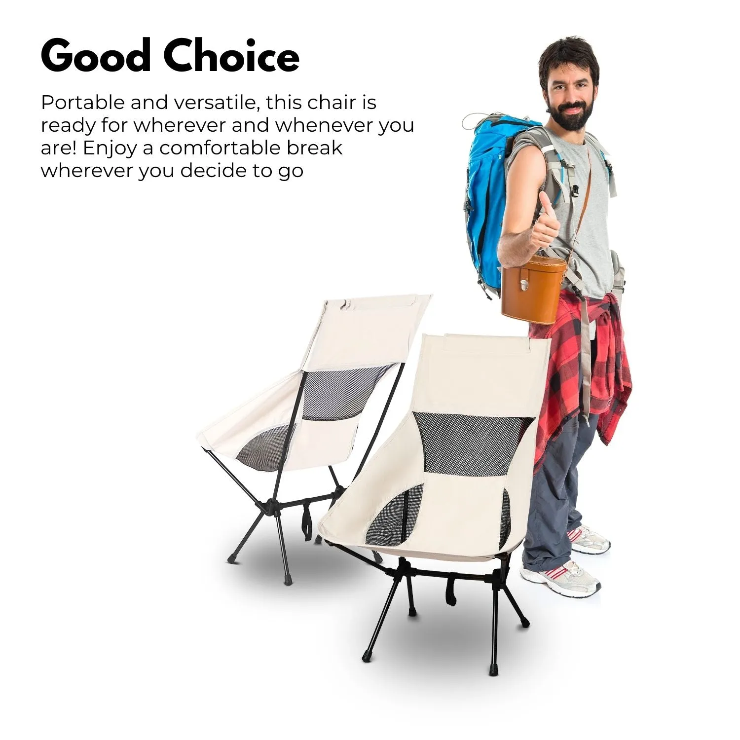 Lightweight 130kg Capacity Camping Chair with Storage Bag – KILIROO