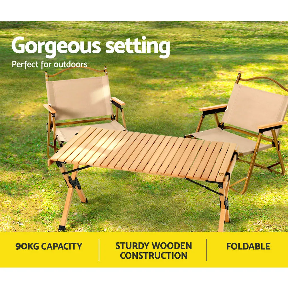 Lightweight Foldable Wooden Picnic Table - Gardeon 90CM