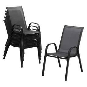 Livsip 6-Piece Outdoor Stackable Chairs Patio Furniture Lounge Chair Bistro Set