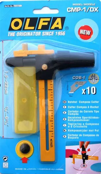 OLFA COMPASS CUTTER WITH RATCHET & 10 SPARE BLADES