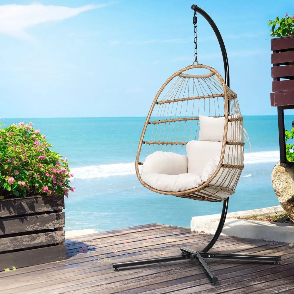 Outdoor Egg Swing Pod Chair Hammock with Stand Beach