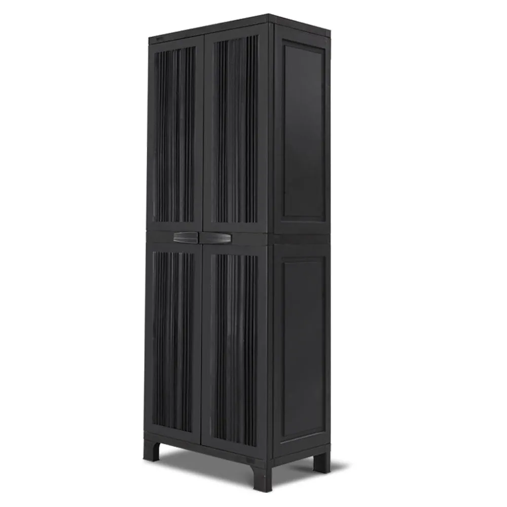 Outdoor Tall Adjustable Cupboard Cabinet Storage Unit Small Shed Black