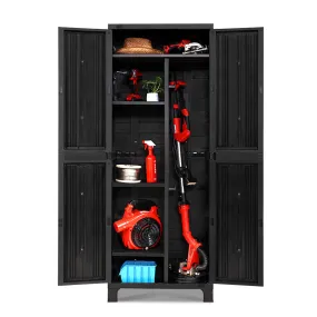 Outdoor Tall Adjustable Cupboard Cabinet Storage Unit Small Shed Black