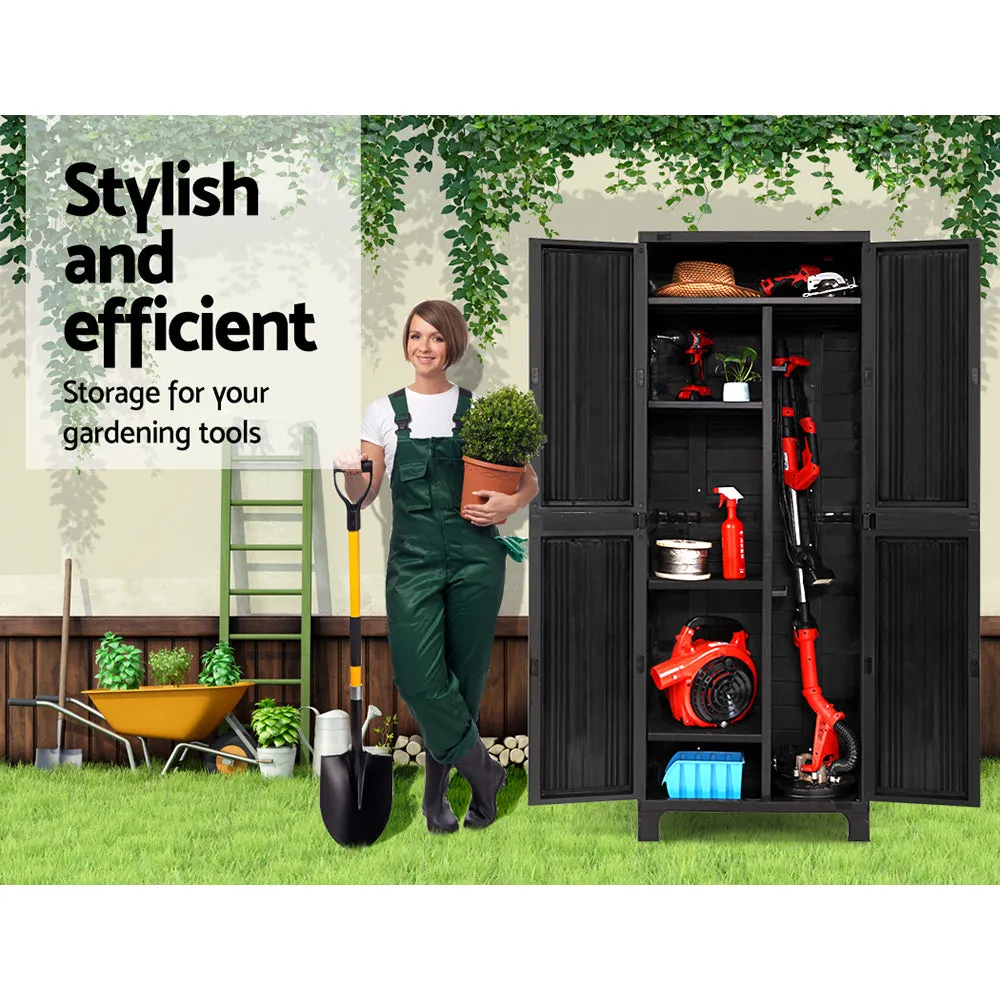 Outdoor Tall Adjustable Cupboard Cabinet Storage Unit Small Shed Black