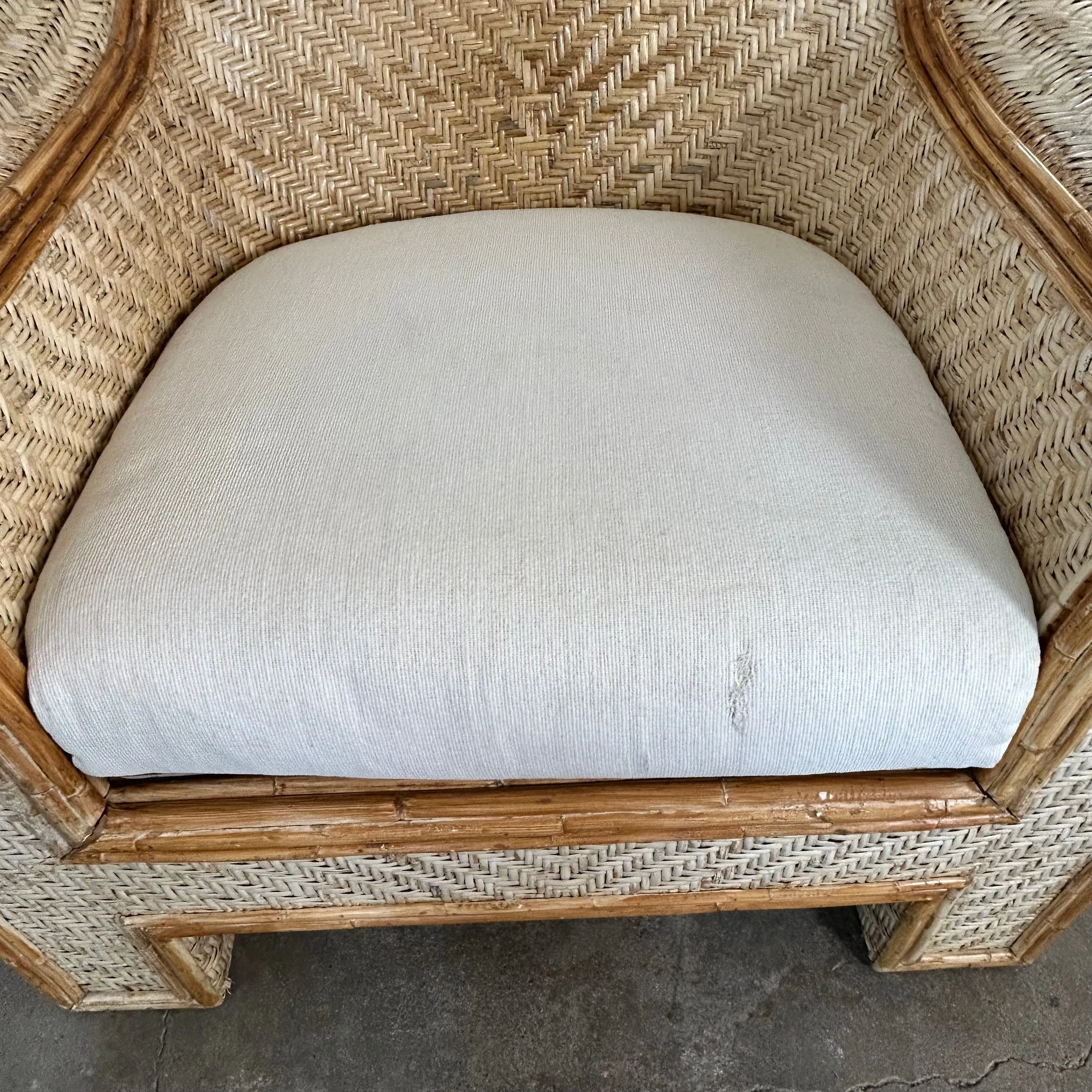 Rattan Accent Chair, Rolled Arms, Seat Cushion
