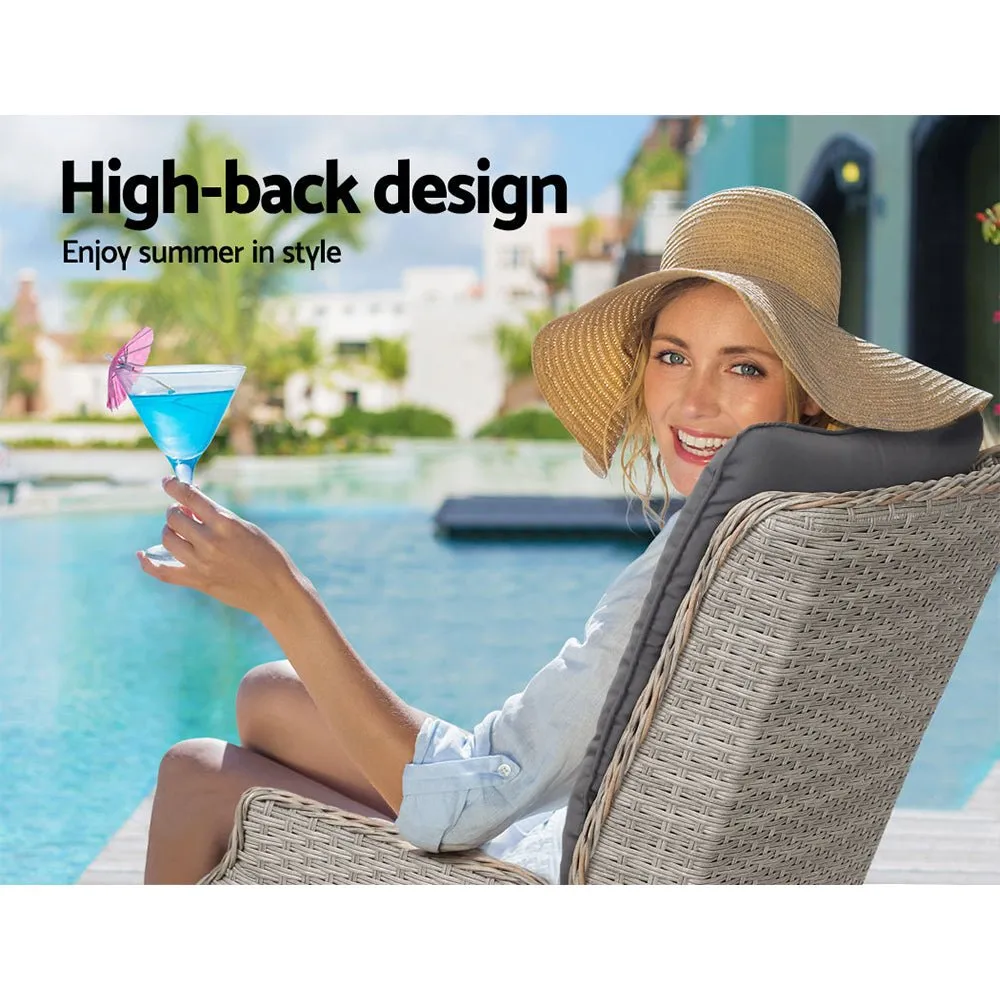 Set of 2 Ella Outdoor Recliner Patio Chairs Grey