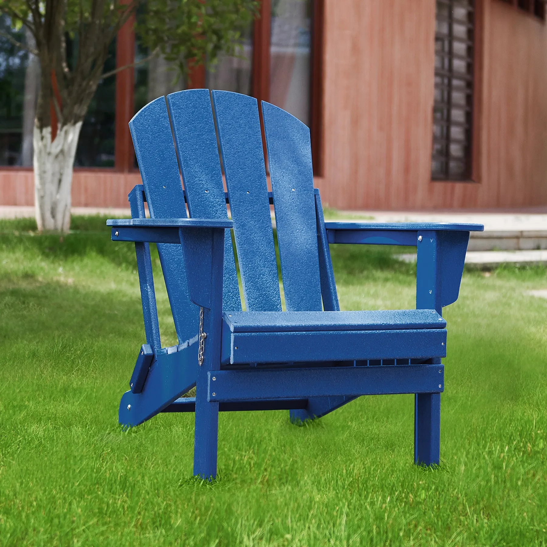 Set of 2 Weather Resistant Poly Lumber Folding Adirondack Patio Chairs