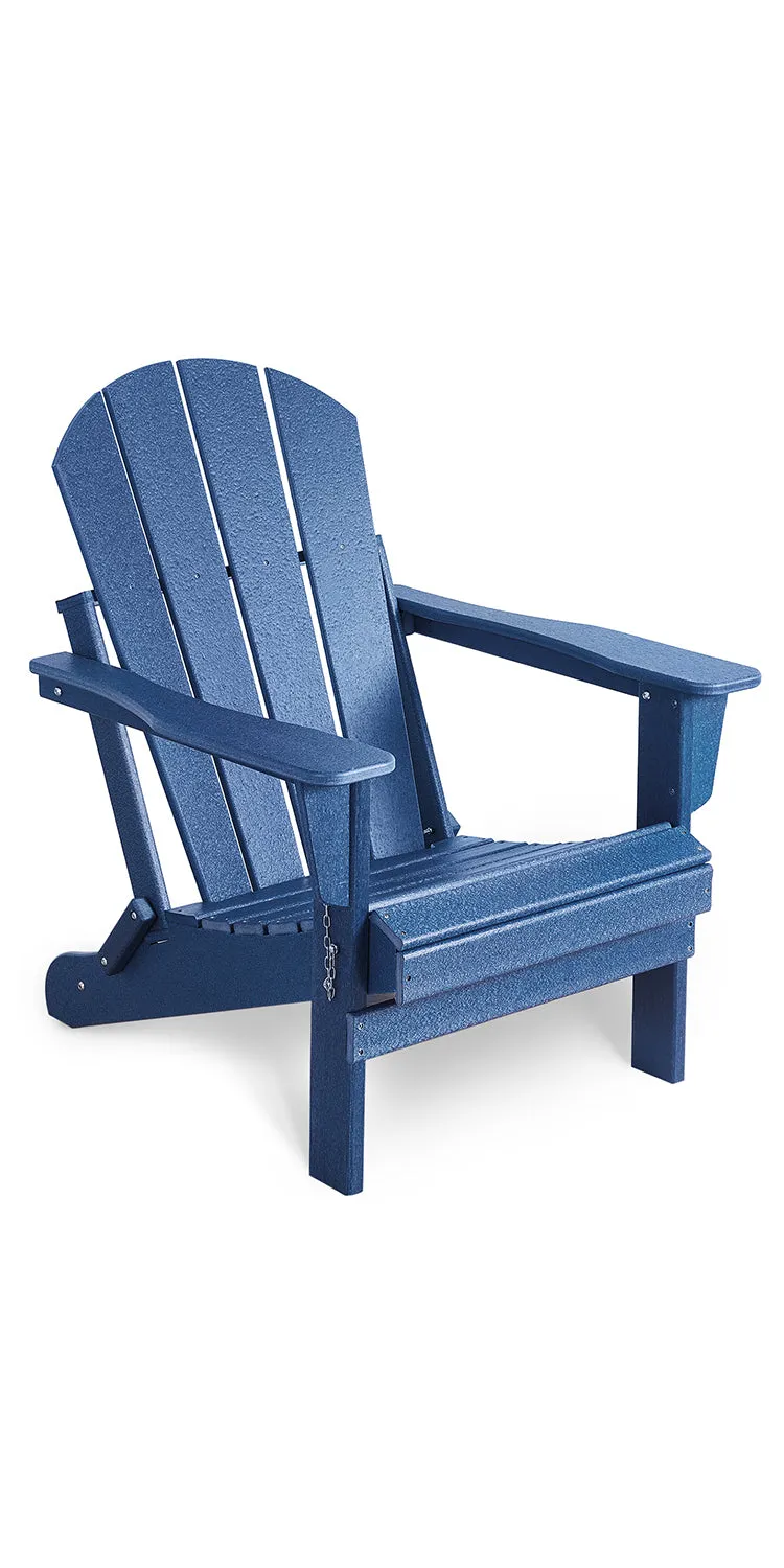 Set of 2 Weather Resistant Poly Lumber Folding Adirondack Patio Chairs