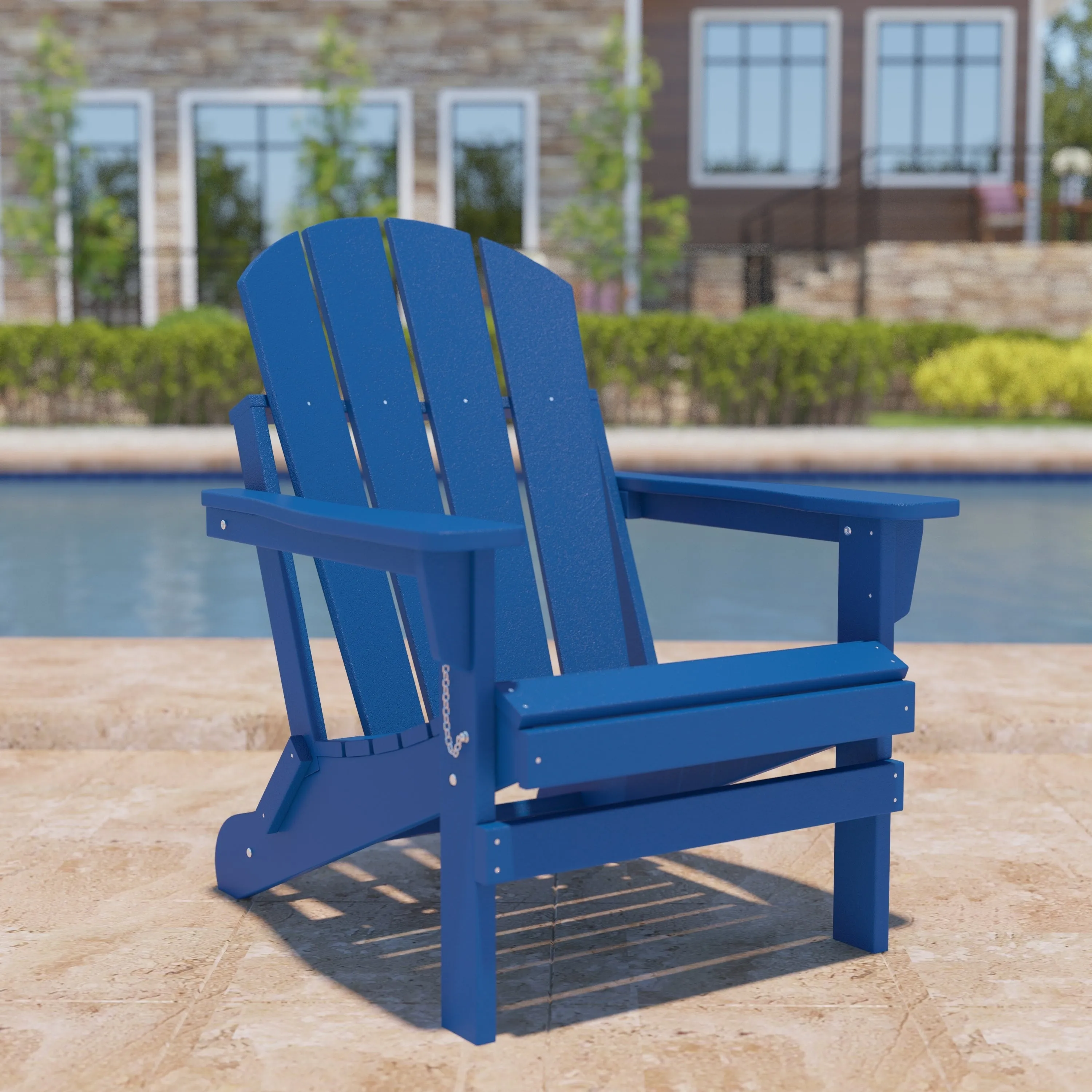 Set of 2 Weather Resistant Poly Lumber Folding Adirondack Patio Chairs