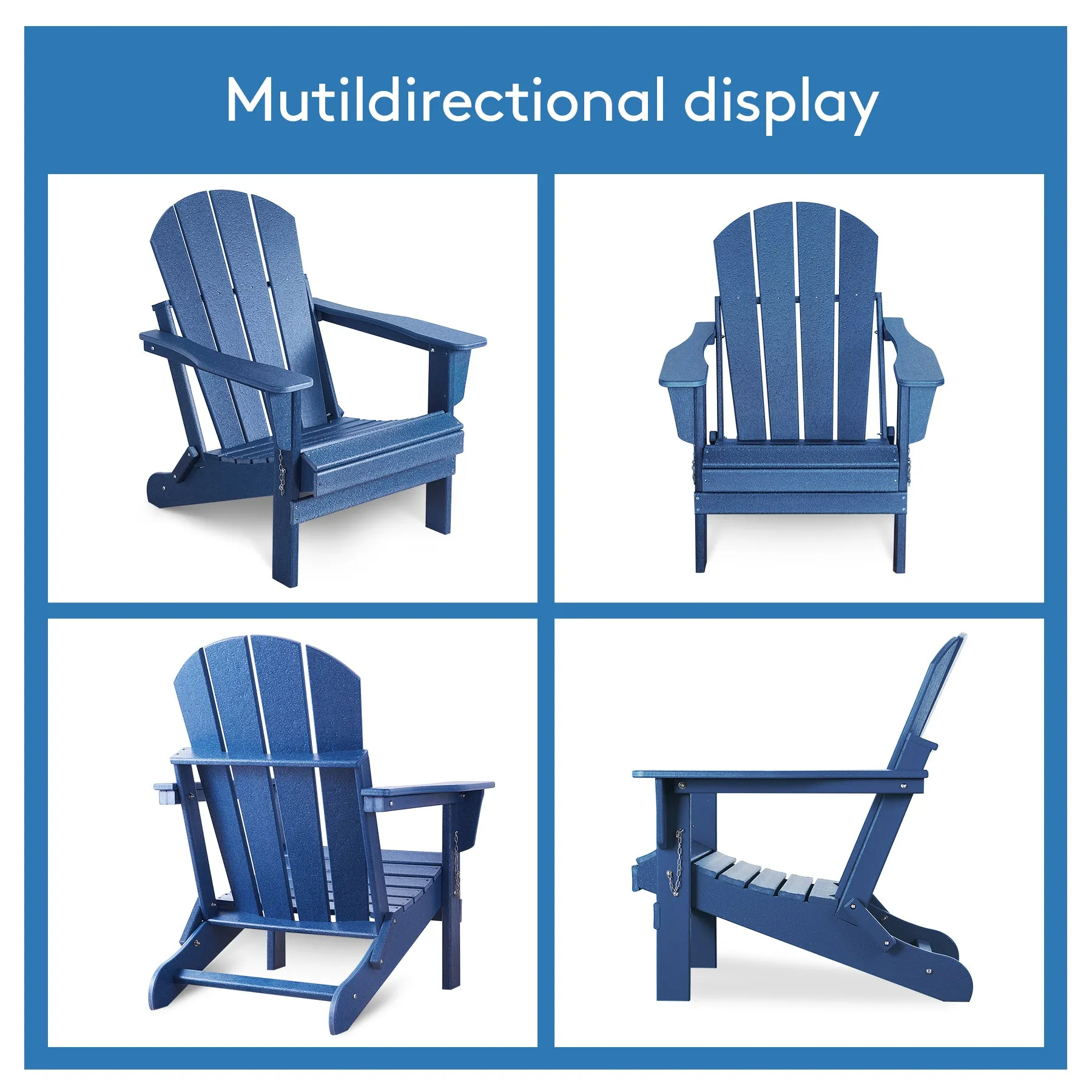 Set of 2 Weather Resistant Poly Lumber Folding Adirondack Patio Chairs