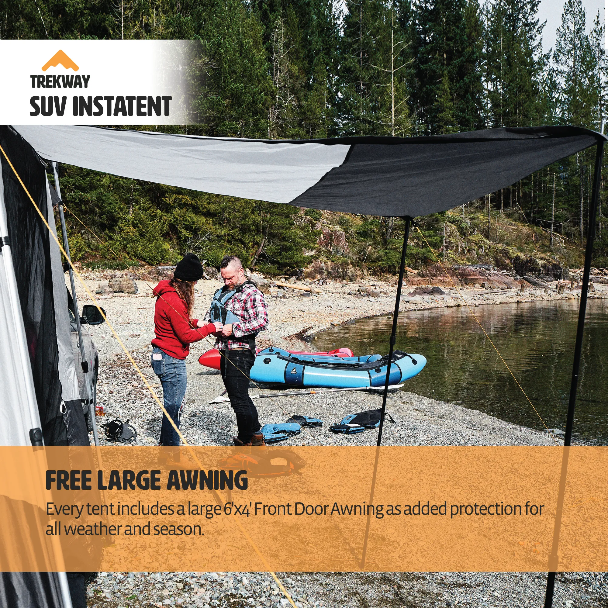 SUV Instant Popup Camping Tent | 9' x 9' - Sleeps Up to 7 | for SUV/Crossover/Minivan/Jeep