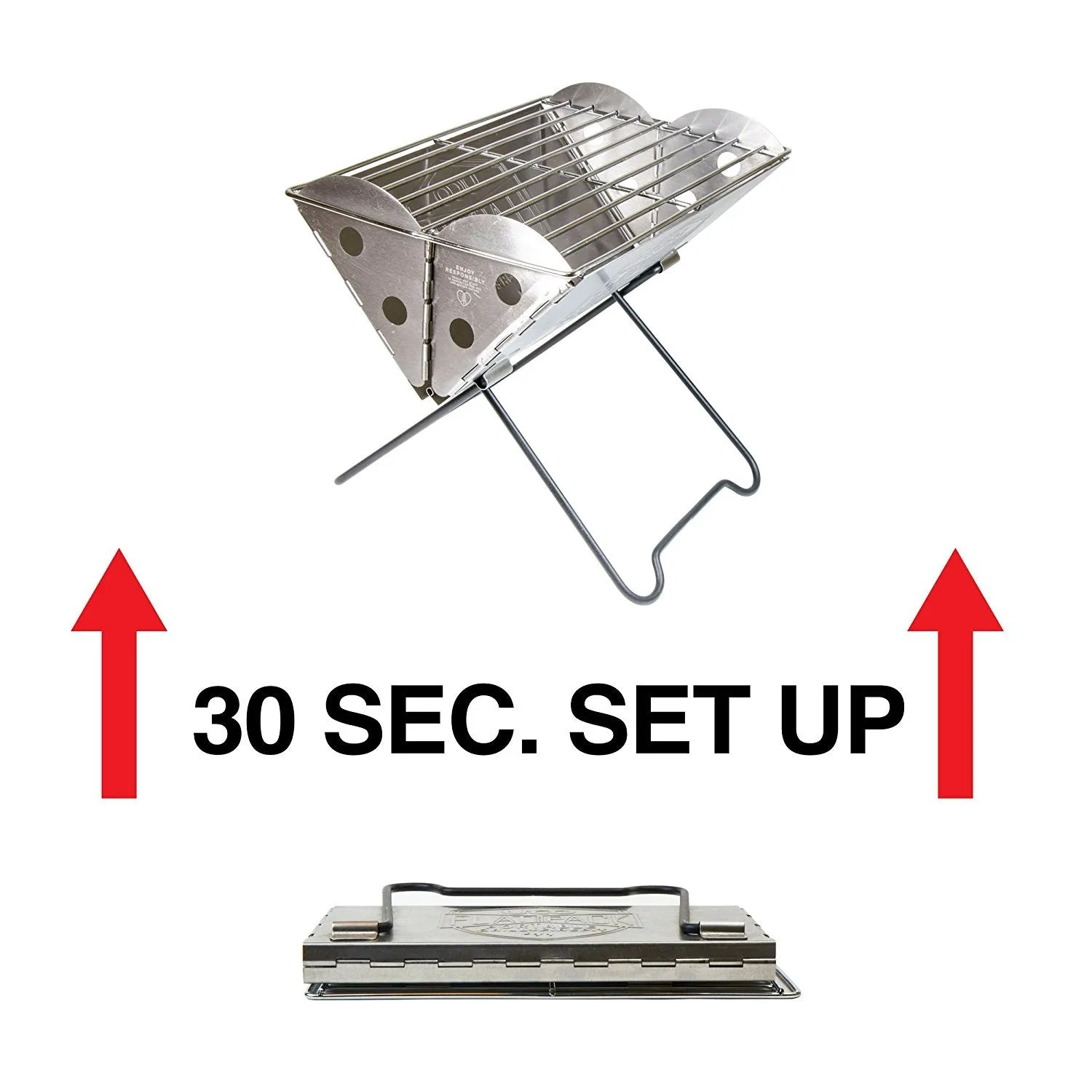 UCO Flatpack Portable Stainless Steel Grill and Fire Pit