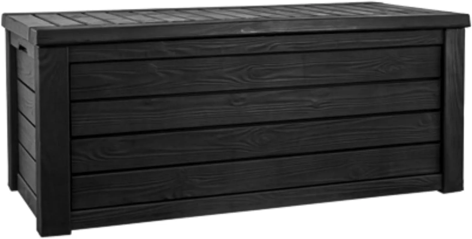 Westwood 570L Storage Box, All-Weather Resin Deck Box and Stylish Outdoor Bench with Piston-Assisted Lockable Lid and Side Handles, Dark Grey