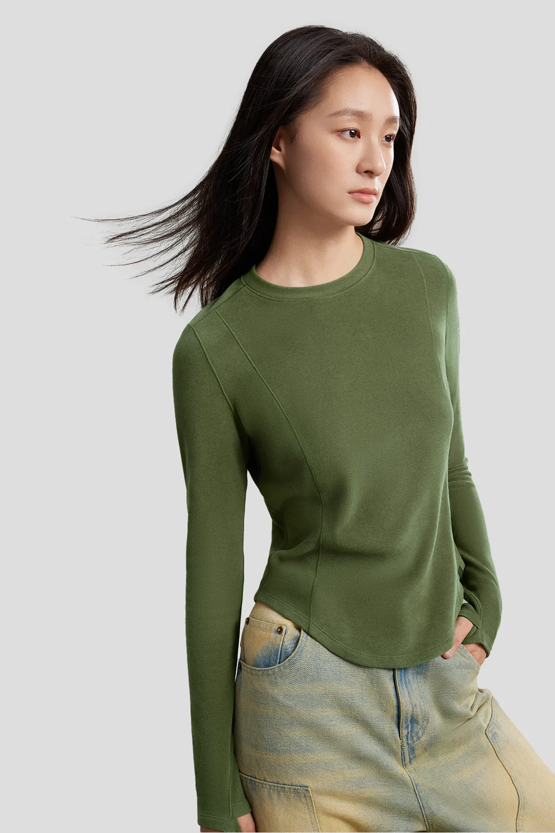 Women's Mid-Warm Short Fleece Long-Sleeve Shirt